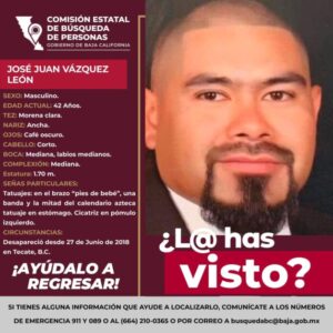 Boletín de búsqueda de José Juan Vpazquez León