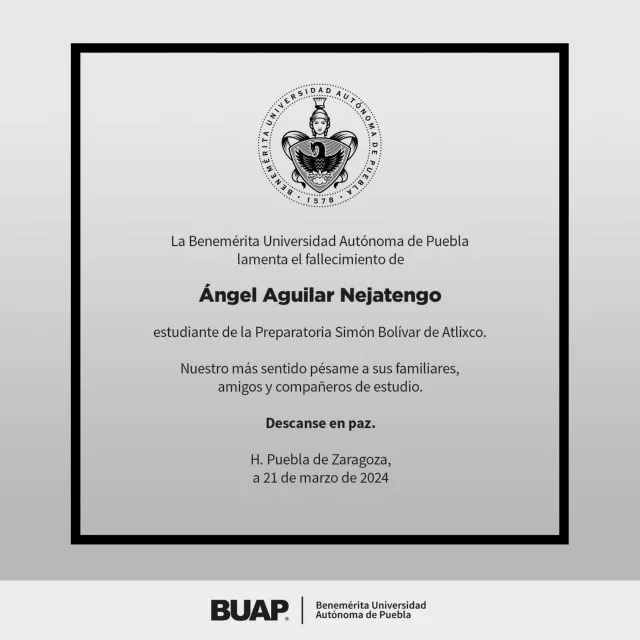 Fallece joven de 16 años en preparatoria BUAP