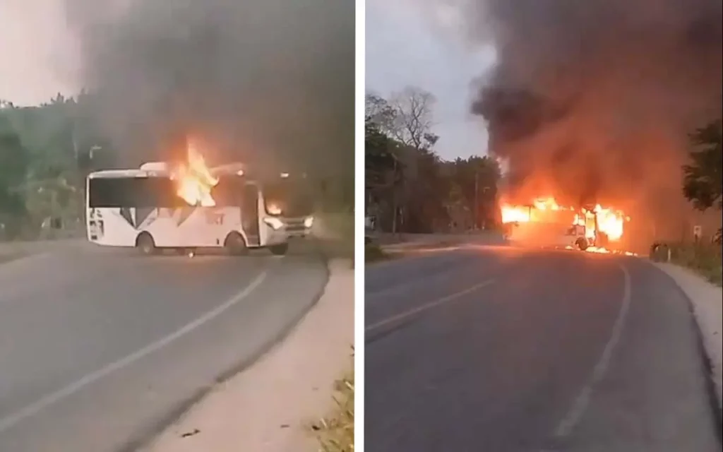 Tras detención de presunto delincuentes, queman vehículos en Tabasco