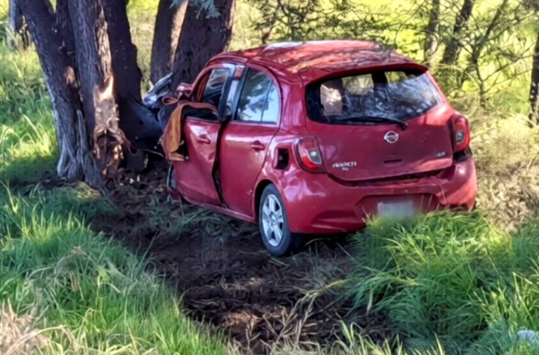 Joven muere prensada tras chocar contra árbol en la Apizaco-Tlaxco, en Atlangatepec