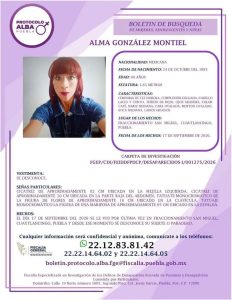 🚨 Buscan a Alma González Montiel, tlaxcalteca desaparecida en Puebla