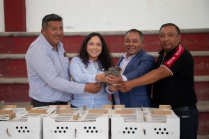 Fortalece Javier Rivera suficiencia alimentaria en Texcalac, entregan 360 paquetes de especies menores