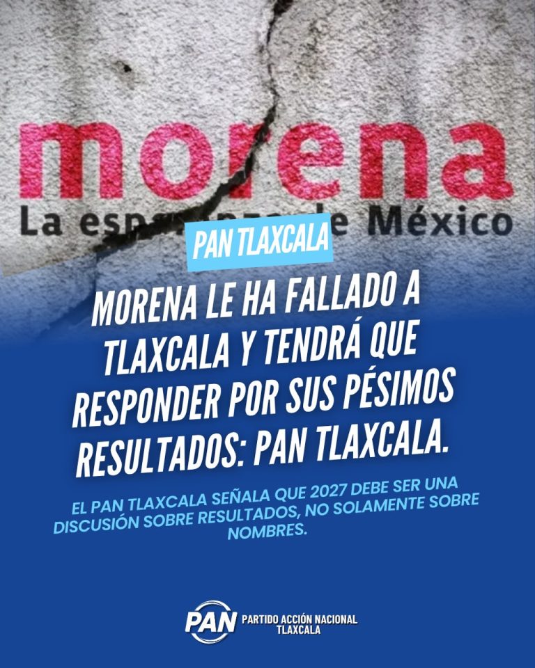 Morena le ha fallado a Tlaxcala y tendrá que responder por sus pésimos resultados: PAN Tlaxcala
