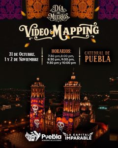 Invita Gobierno de Pepe Chedraui a disfrutar del videomapping de Día de Muertos en la Catedral de Puebla